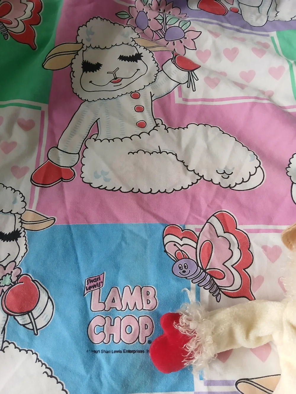Vintage 90s 1993 Shari Lewis Lamb Chop Twin Flat Sheet . lamb chop puppet